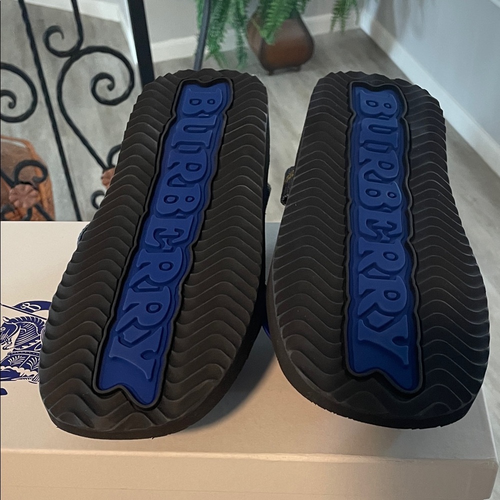 Burberry Blue and Black Plaid Strap Sandals - Picture 8 of 8